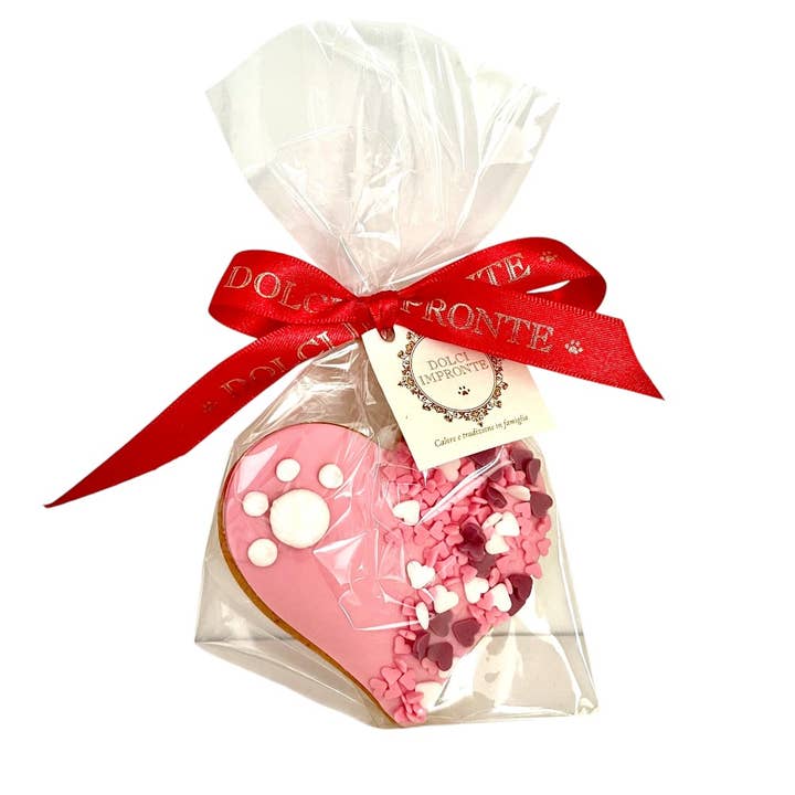 Dolci Impronte | Cœur Rose avec Petits Cœurs 52g pour la vente par Fifty Srl - Dolci Impronte The Italian Pet Pastry