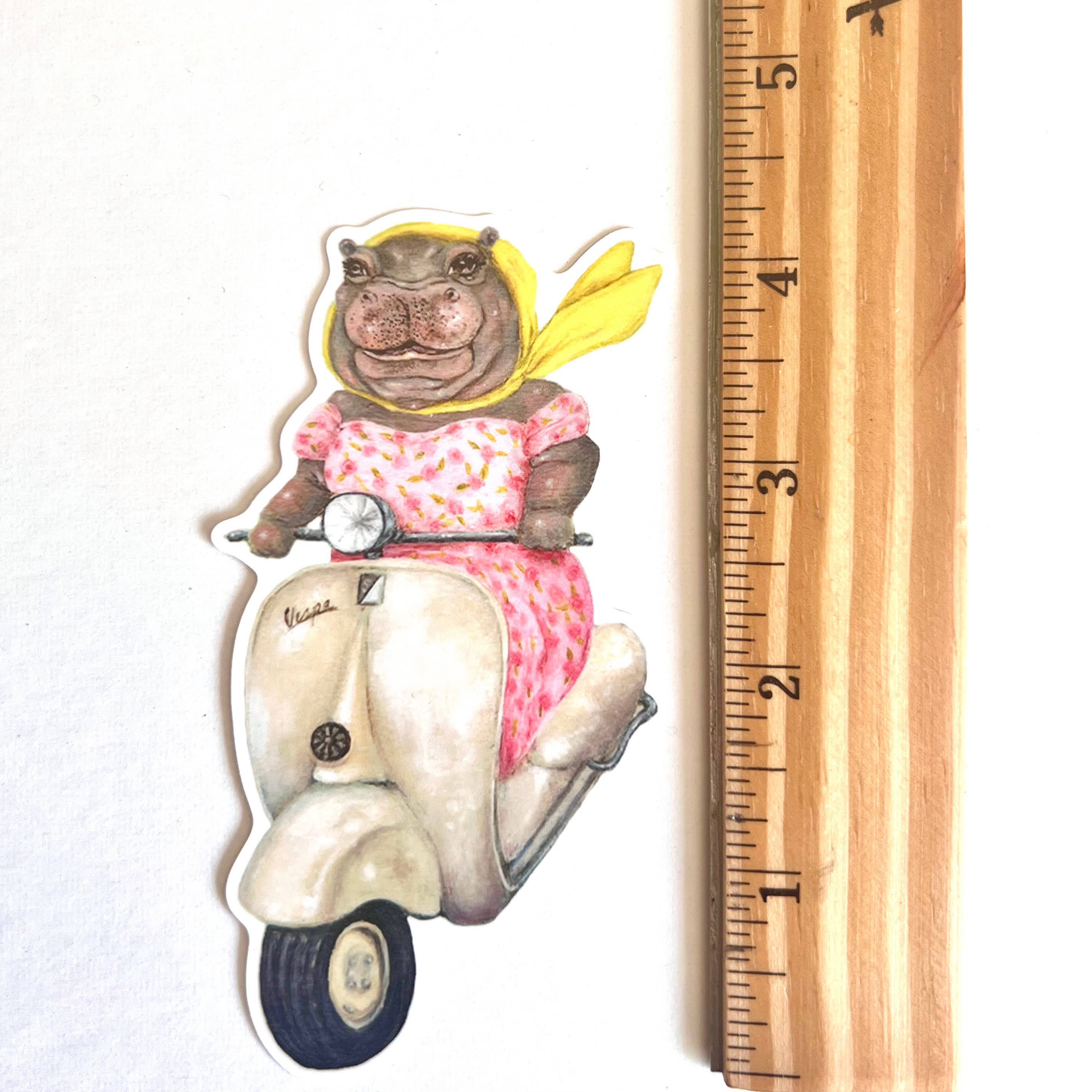 Jahna Vashti - Wholesale Sticker - Hippo Ride // Die Cut Vinyl Sticker 1