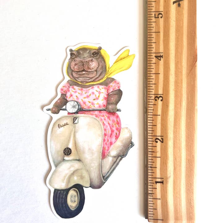Jahna Vashti - Wholesale Sticker - Hippo Ride // Die Cut Vinyl Sticker 1