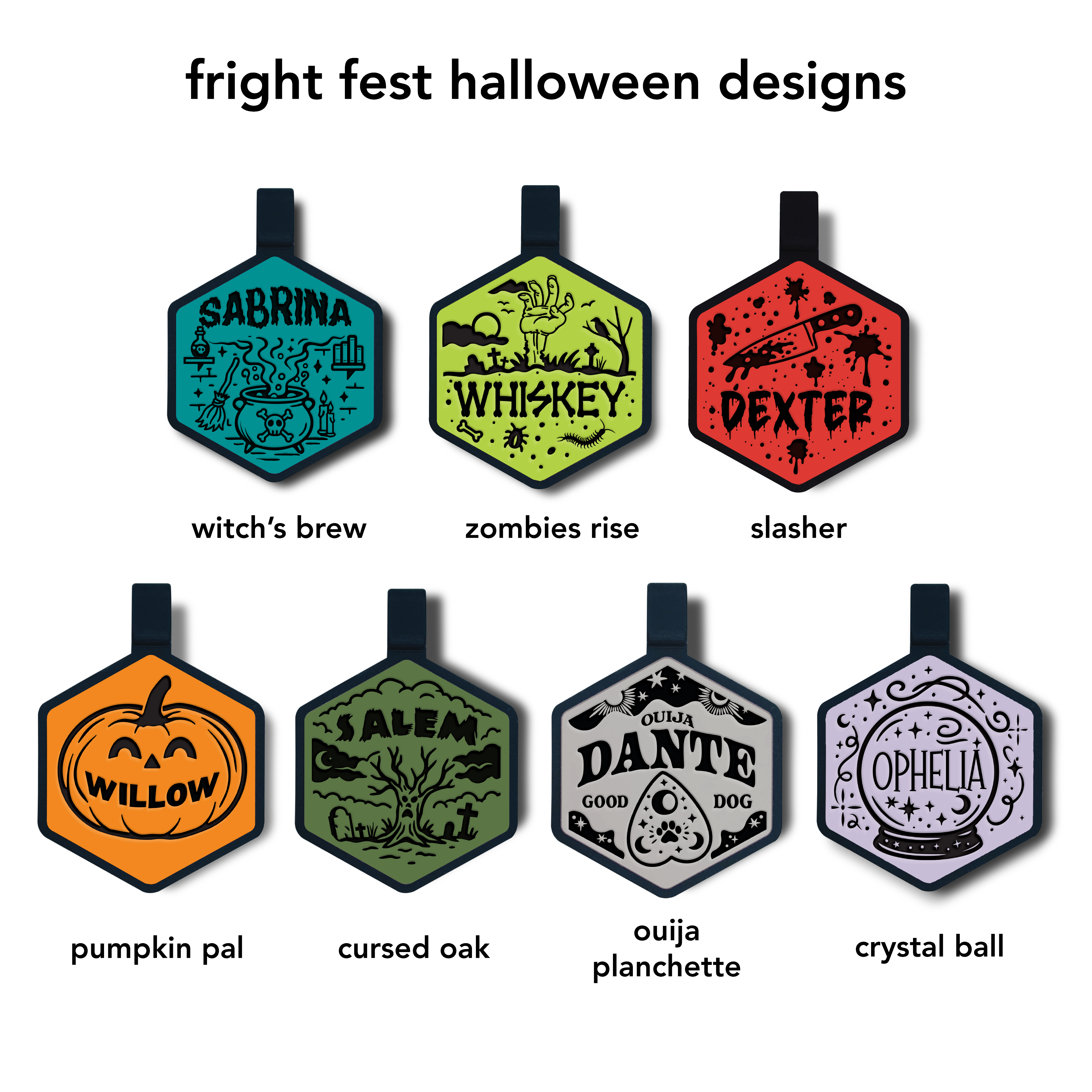 Besties Pets - Wholesale Pet Identification Tag - Cat/Dog - Fright Fest Halloween Silicone ID Tags1