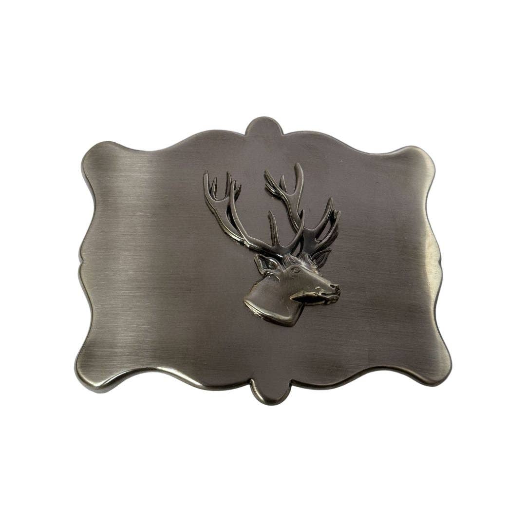 The Scotland Kilt Company – wholesale Bältesspänne - Herr – Invecklat Bältesspänne med Kammusslor - Hjort - Antik Finish0
