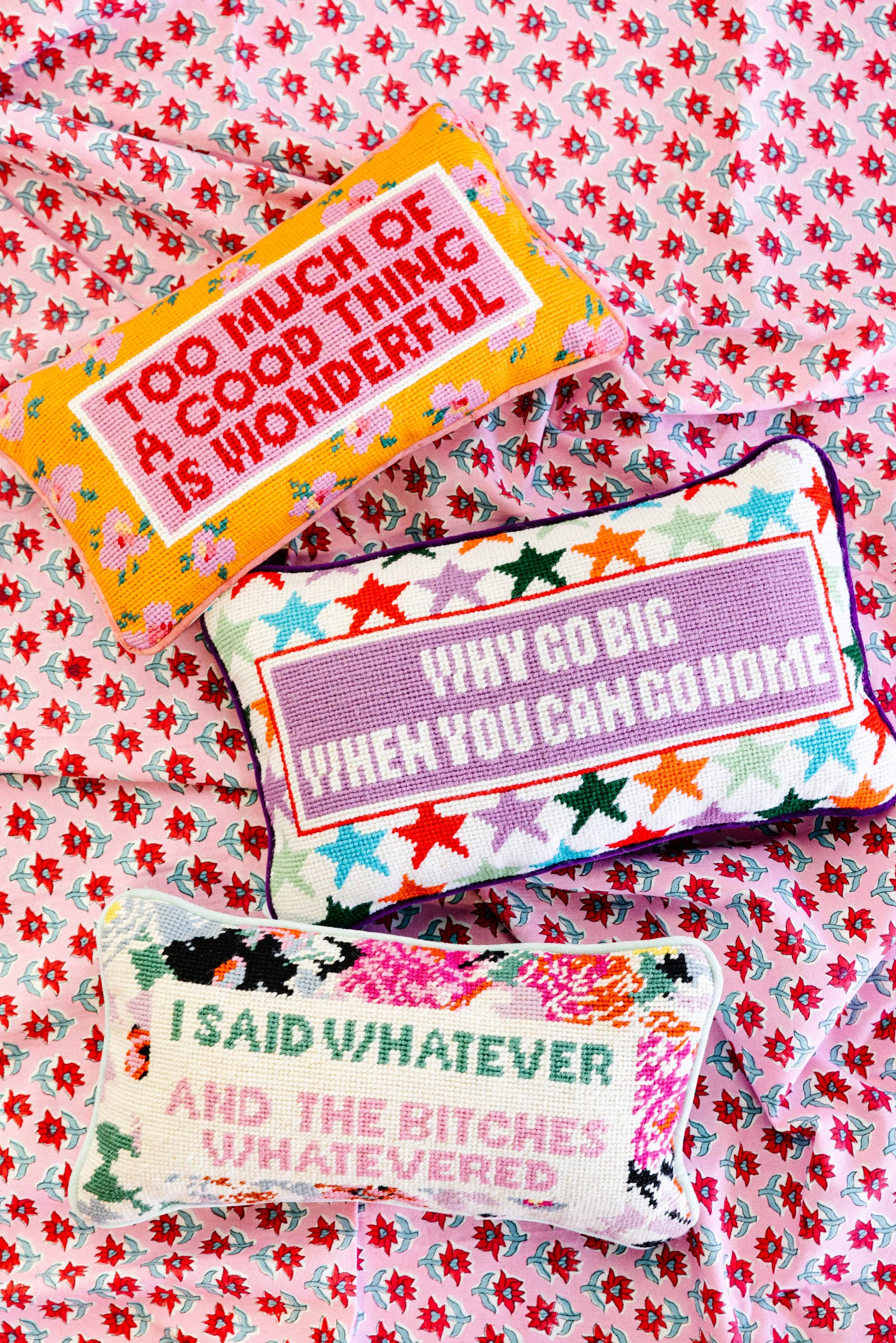 Furbish Studio - Wholesale Throw/Decorative Pillow - Too Much Needlepoint Pillow2