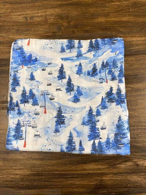 Bamboo & Muslin Swaddle | Alpine Ski for wholesale by Evvie Bean's