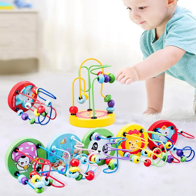 VIGOR - Wholesale Wood Toy - Kids - Perfect Gift Bead Maze Toy for Toddlers Wooden Colorful Roll6