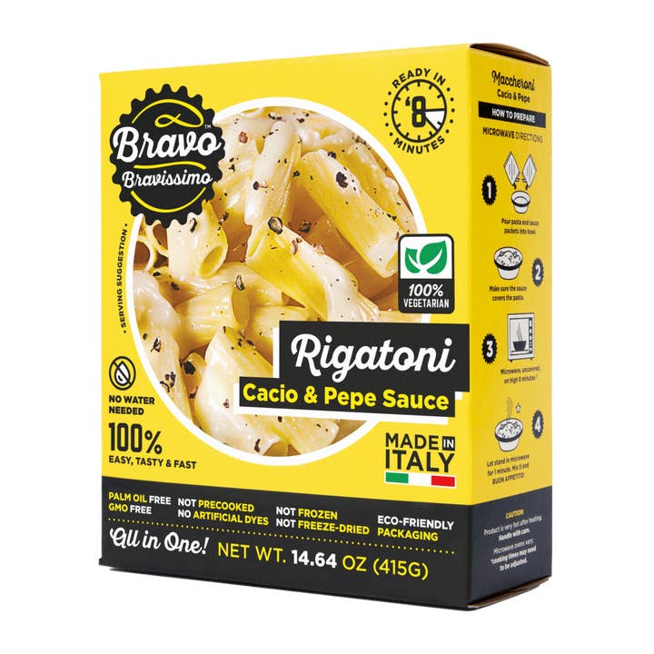Bravo Bravissimo - Venta al por mayor Pasta - Rigatoni Cacio & Pepe (paquete de 6)