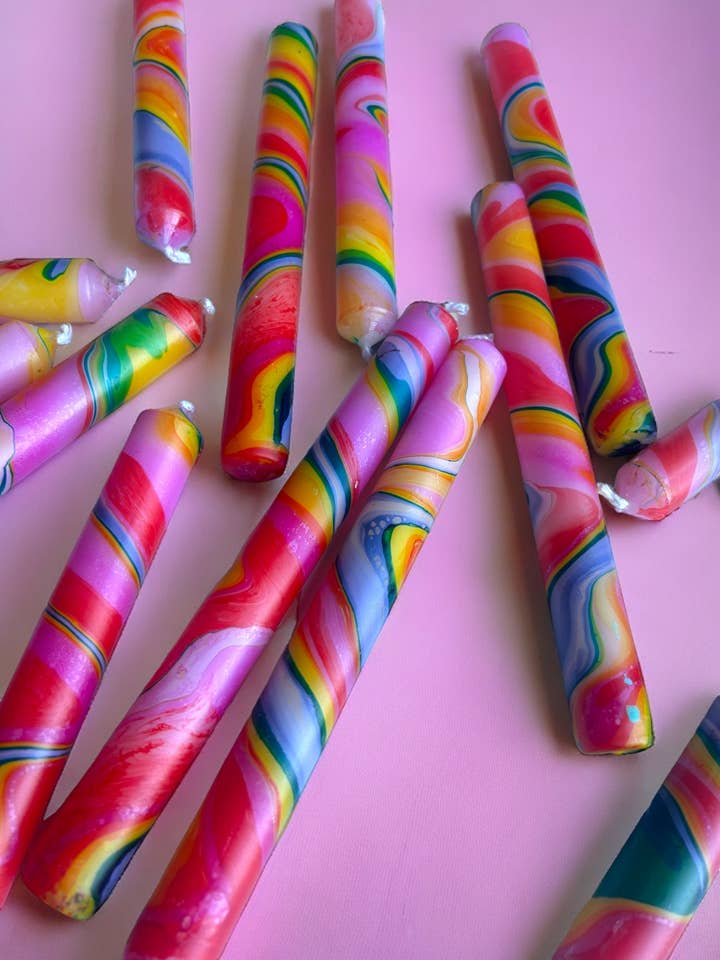 RADIANT HORIZON- Marbled Dinner Candle Trio for wholesale by The Colour Emporium