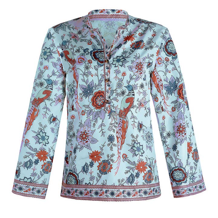 Rosa Clothing - Vente Chemisier – femme - Blouse ample à manches longues à imprimé bohème7