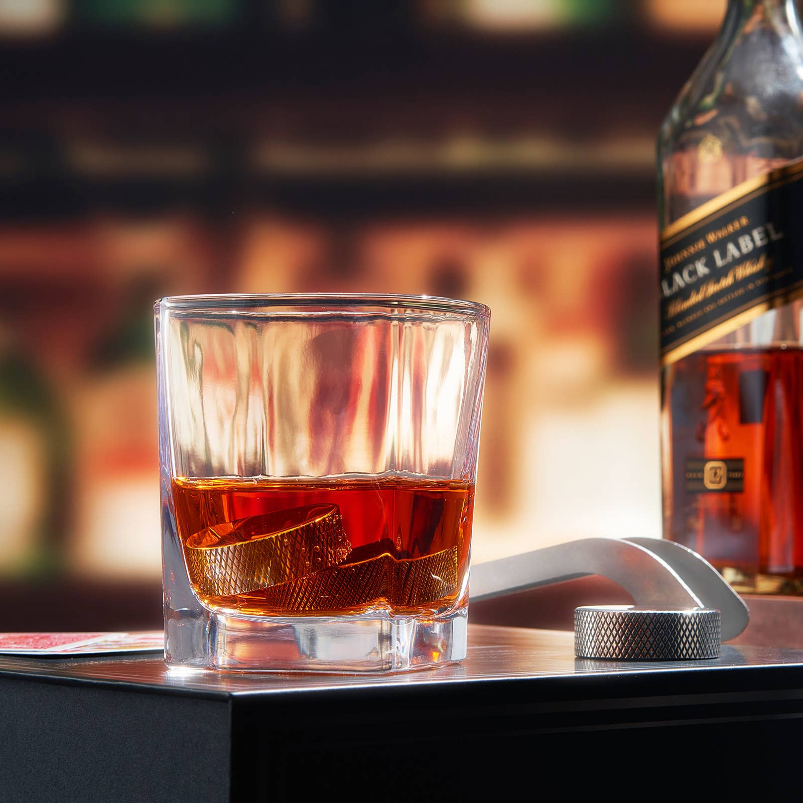 The Wine Savant /  Khen Glassware - Wholesale Drink Chilling Cubes - Hockey Whiskey Stones 7pcs Set | 4 stones, tongs, 2 glasses4