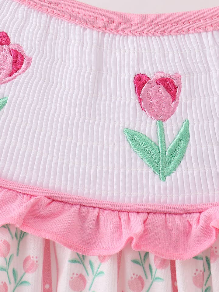 Mom & Co. - Wholesale Dress - Kids - Floral tulip smocked ruffle dress5