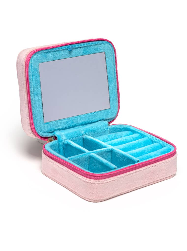 Living Royal - Wholesale Travel Container - Velvet Jewelry Zip Case / Organizer - Feminine Florals -Pink2