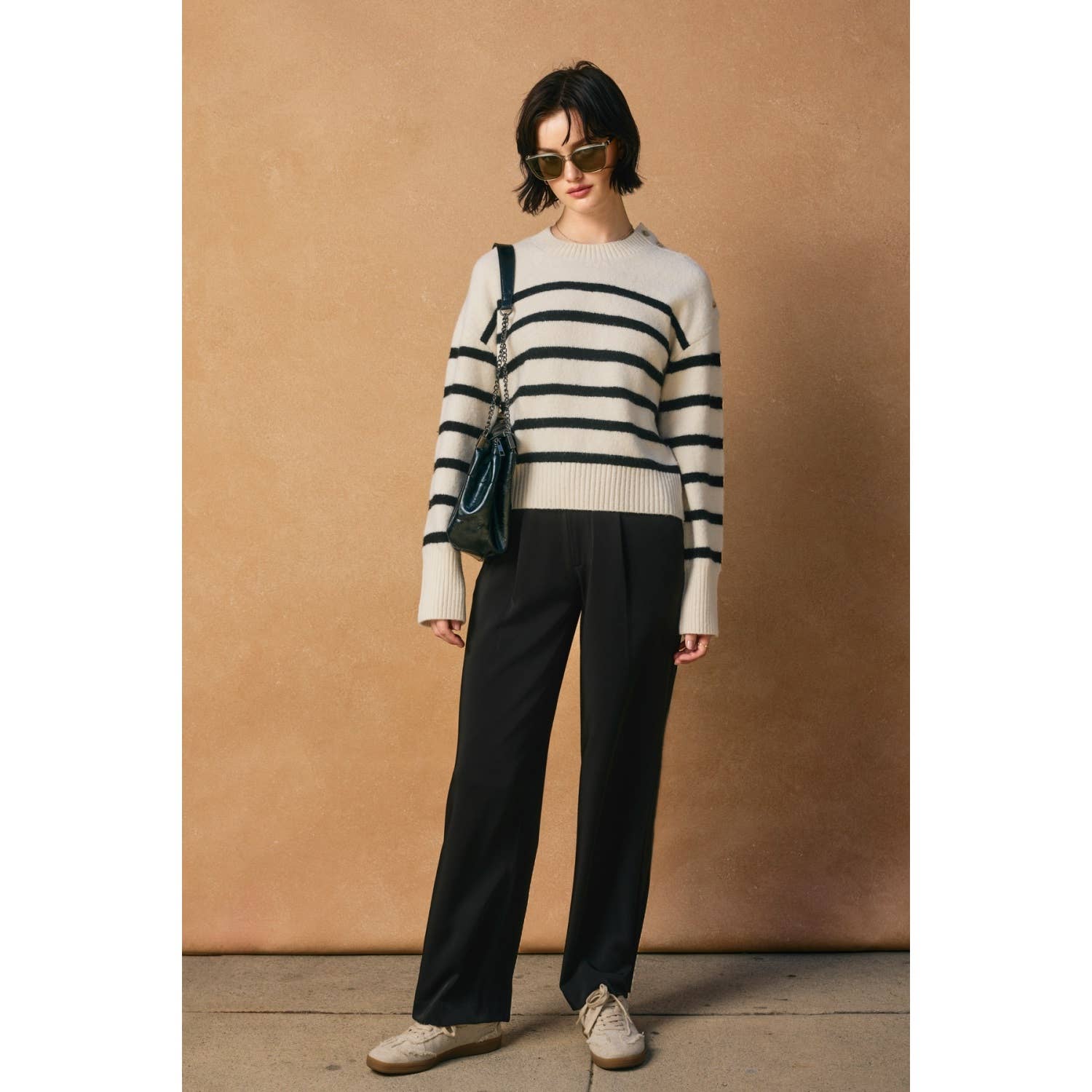 Dress Forum - Wholesale Knit Sweater - Women's - Striped Button Detail Sweater4