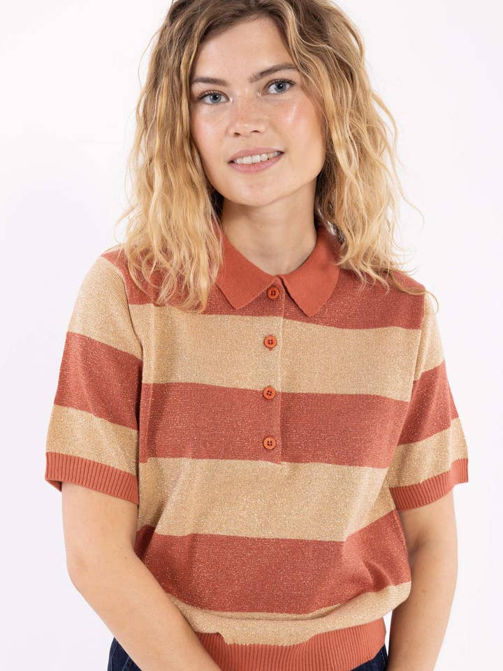 Danesandwich Glitter Sweater Polo Aragon/Nougat for wholesale by Danefae København