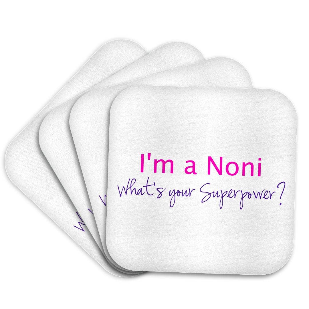 3dRose – Base de copos por atacado – 3dRose, Sou uma Noni - Qual é o teu superpoder - rosa choque - presente engraçado para avó, Base para Copos7