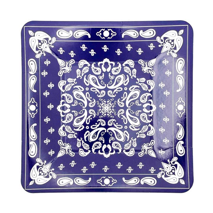 Navy Bandana Dessert Plates (set of 8) for wholesale by Party West