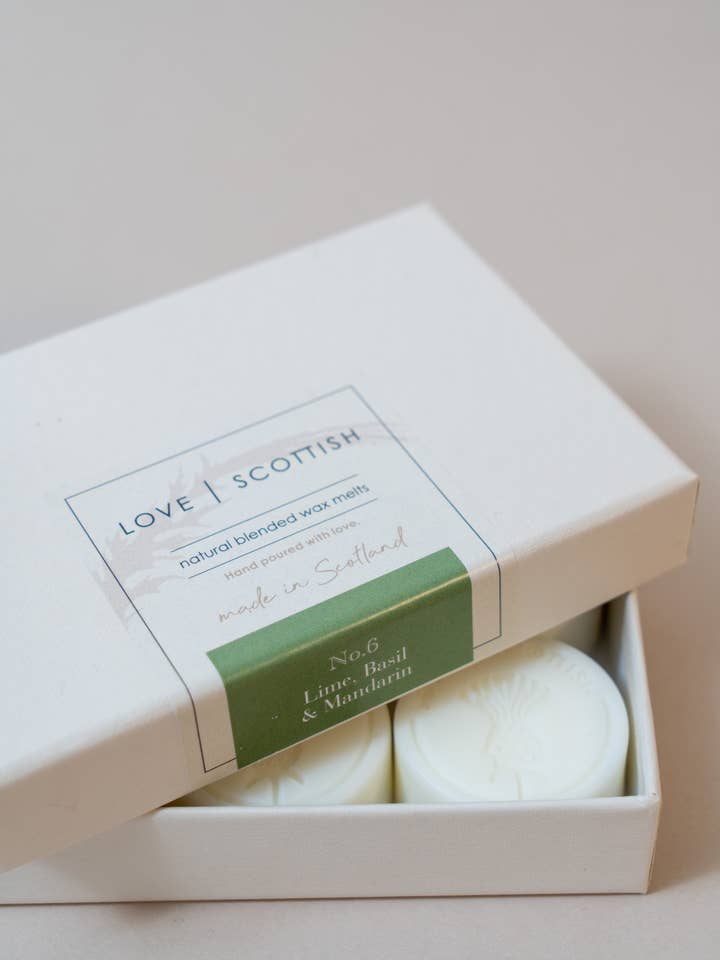 Lime Basilika och Mandarin vax smälter för wholesale av Love Scottish