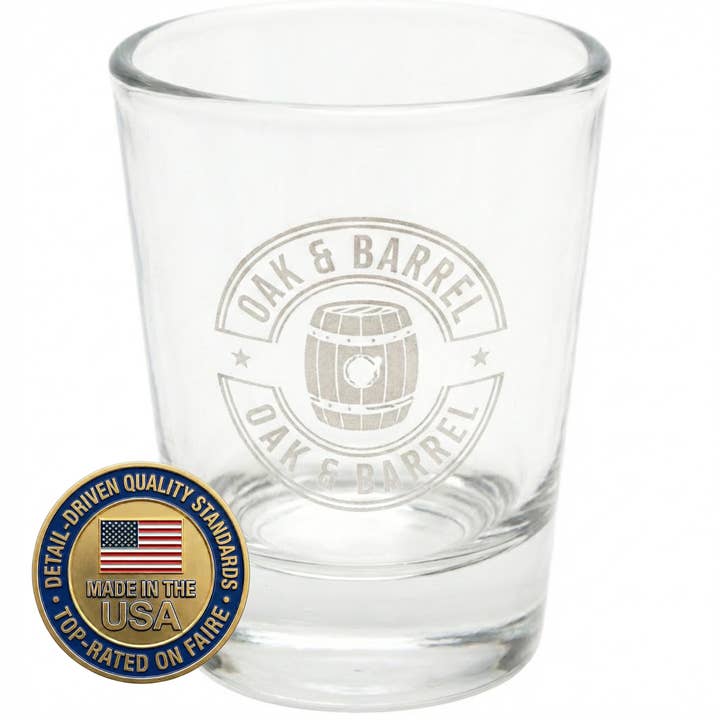 Verre à shot gravé au laser personnalisé 1,5 oz - Logo ou nom de ville pour la vente par 9th Letter Press