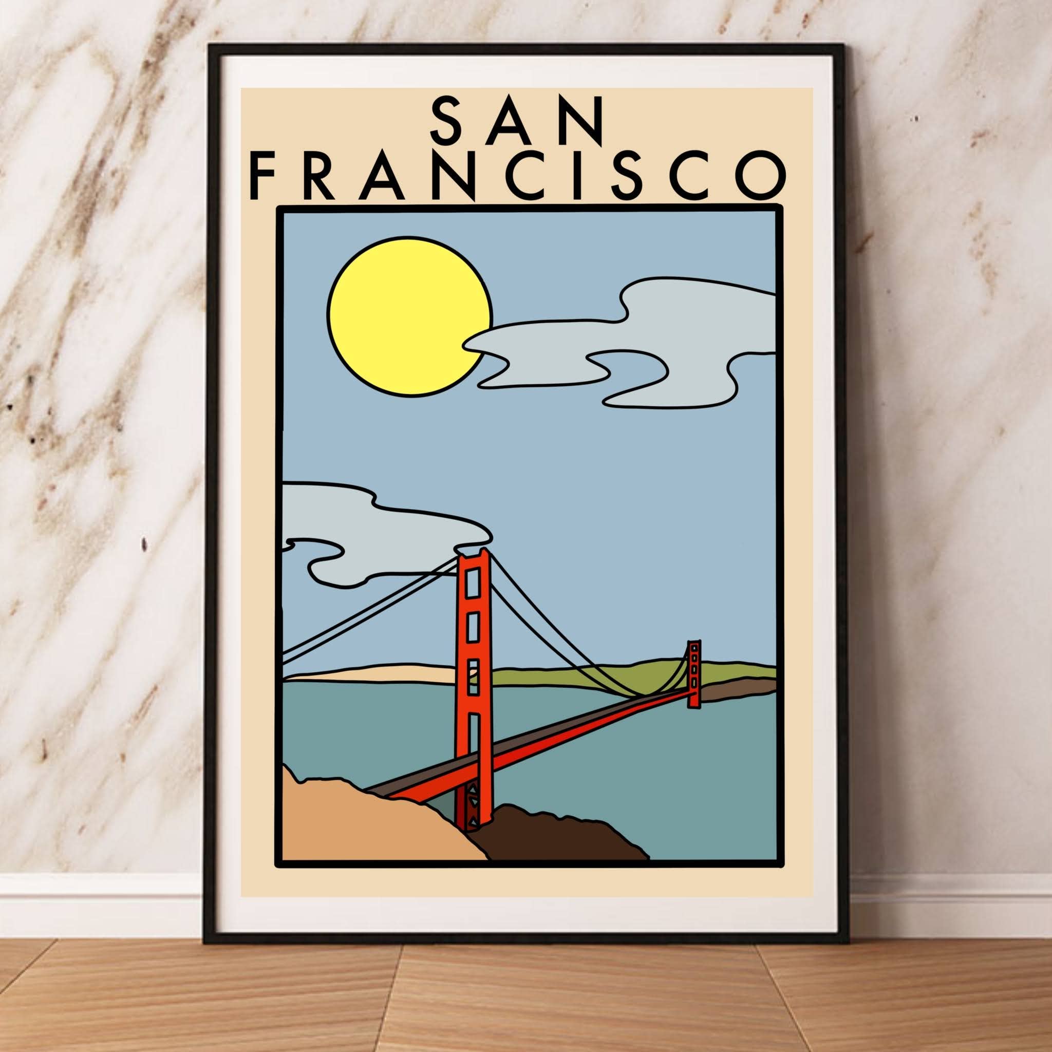 2 Sisters – Engroshandel Kunsttryk – Minimalistisk San Francisco Travel Print - Fås i 6 størrelser0