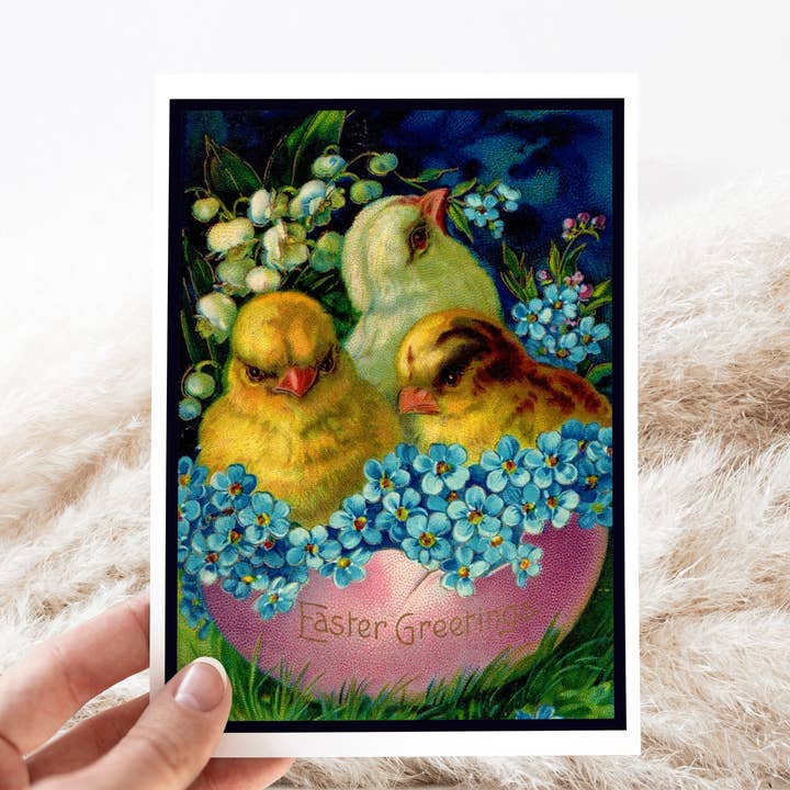 Gratulationskort. Vintage Kycklingar. Påskkort. Ljust och Glatt. för wholesale av Cheerful Whimsies