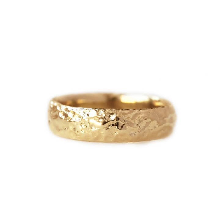 Lacee Alexandra Jewelry - Wholesale - Solid Gold Hand-Textured Rustic Wide Band (multiple widths available)1
