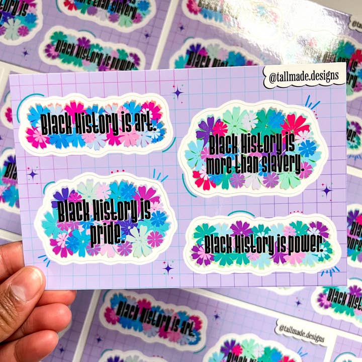 Black History & BLM Vinyl Sticker Sheet for wholesale by TallMade