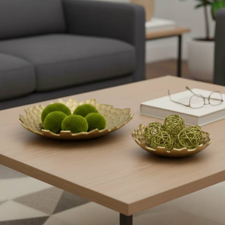 Decorative Bowls Set of 2 - Gold Metal Honeycomb, 12/15 in. for wholesale by Sagebrook Home