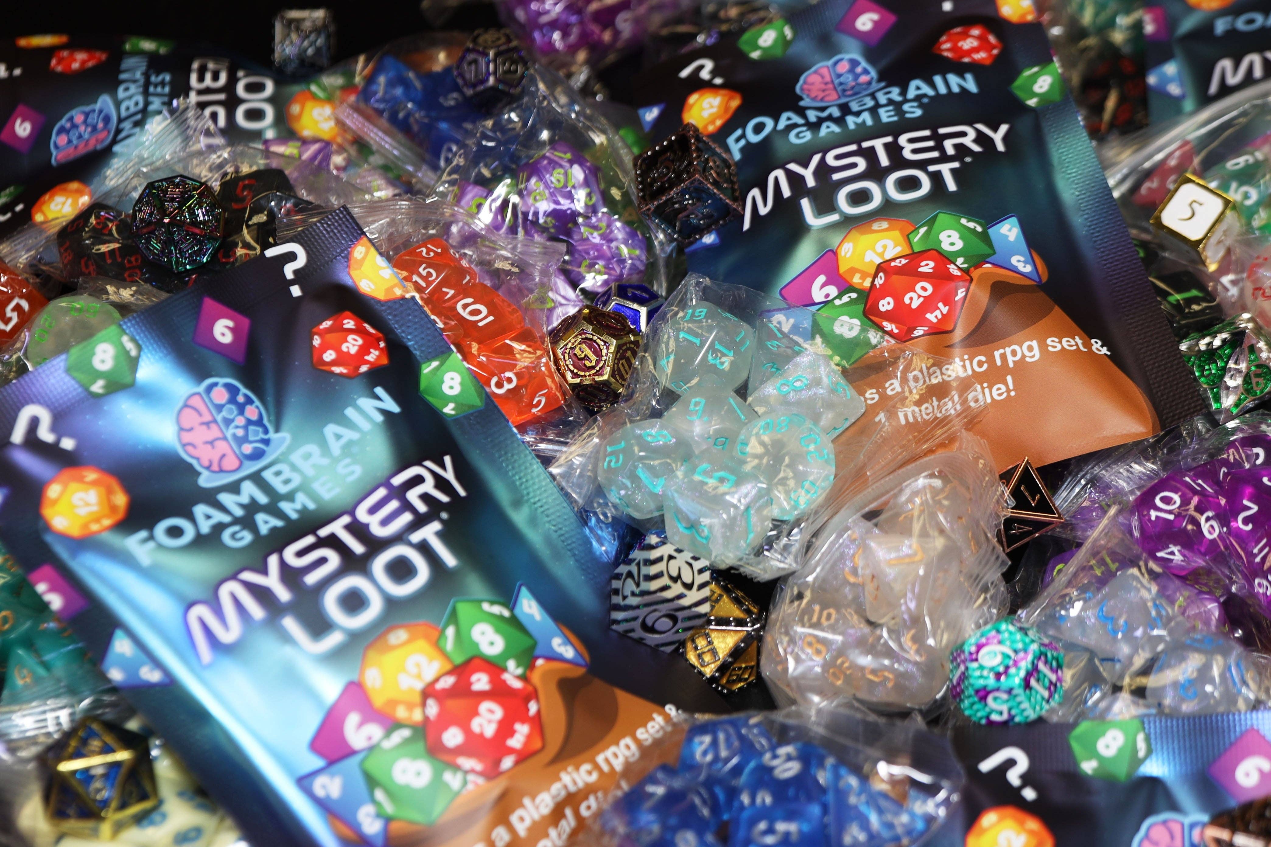 Foam Brain Games - Wholesale Dice - Mystery Loot: Plastic RPG Dice Set & Bonus Metal Die3