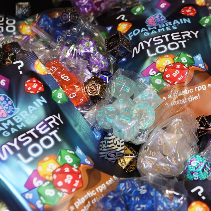 Foam Brain Games - Wholesale Dice - Mystery Loot: Plastic RPG Dice Set & Bonus Metal Die3