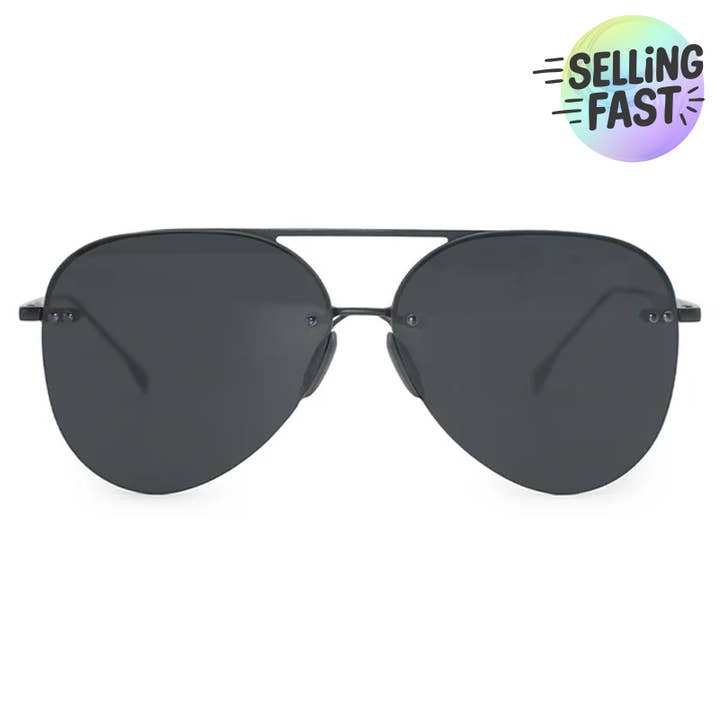 Smaller Megan 2 Jet Black- Tangle Free Aviator Sunglasses for wholesale by TOPFOXX