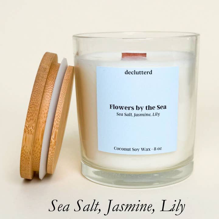 Candle Wood Wick Flowers by the Sea Coconut Soy Wax for wholesale by declutterd