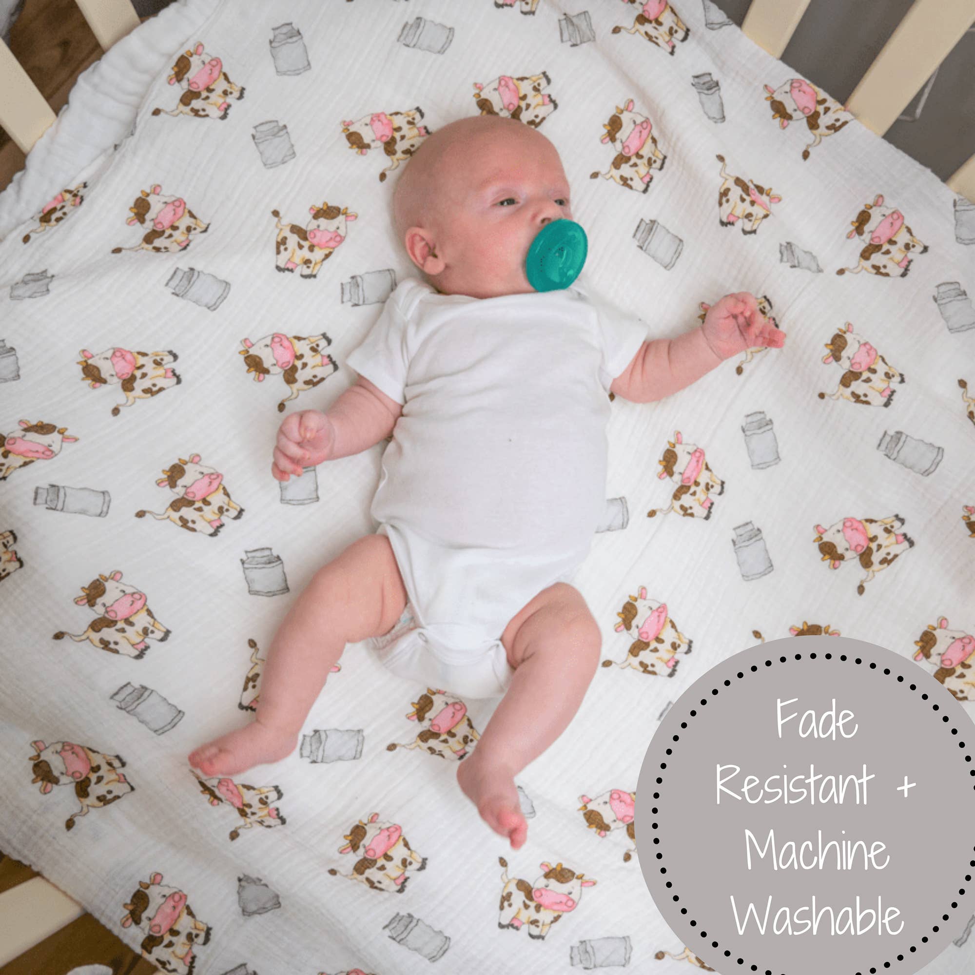 LollyBanks - Wholesale Swaddle - Baby - The Cow Goes MOO Baby Muslin Swaddle Blanket4