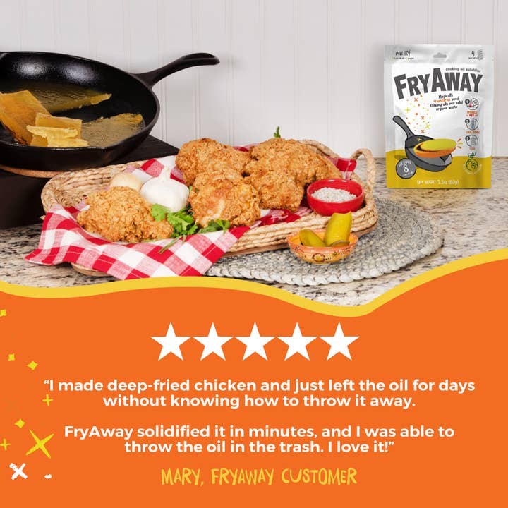 FryAway Cooking Oil Solidifier - Wholesale Kitchen Tool/Gadget - FryAway Super Fry - Easy, Mess-free Cooking Oil Disposal (Shark Tank)7