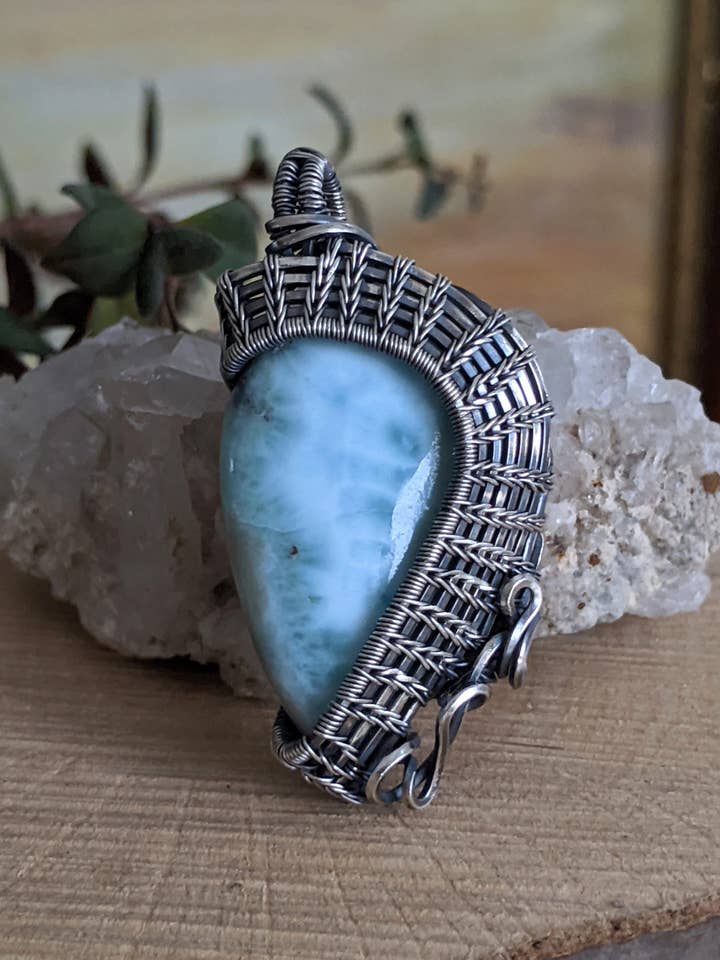 Larimar And Sterling Silver Pendant for wholesale by Le Tourbillon Minéral