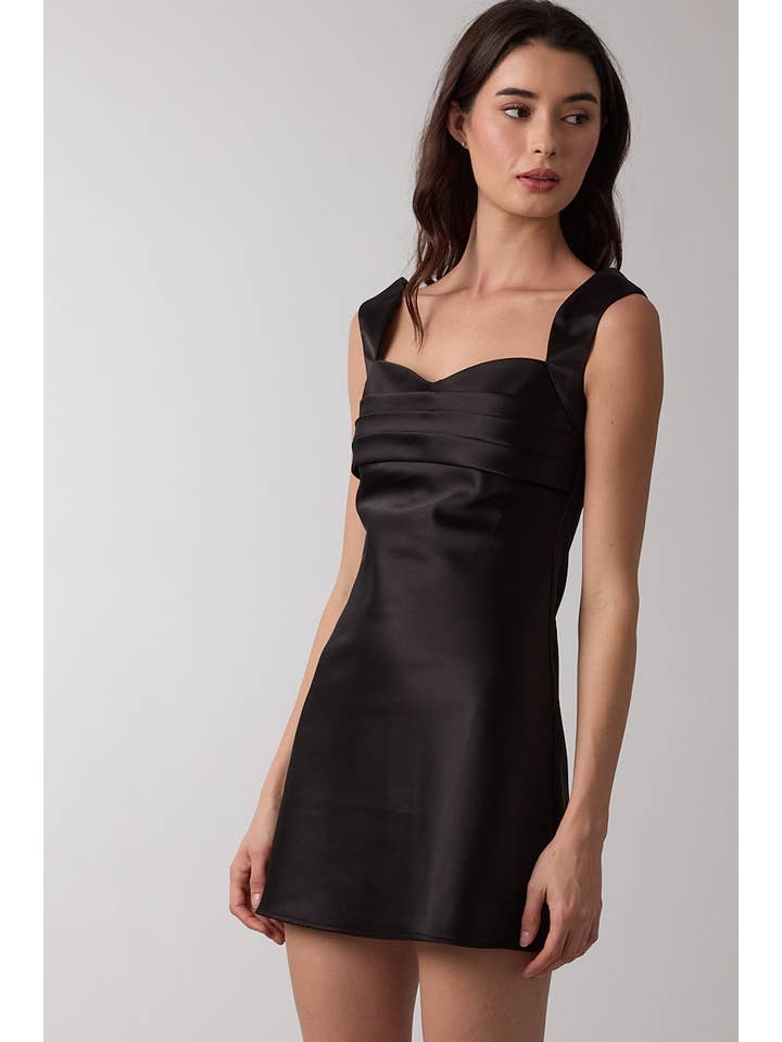 Sky to Moon - Wholesale Dress - Women's - SATIN FOLD DETAIL SWEETHEART HOLIDAY MINI DRESS5