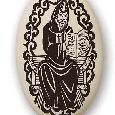 Saint Benedict of Nursia Porcelain Pendant for wholesale by Touchstone Pottery