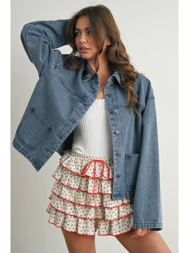 IVORY RED Cherry Print Layered Ruffled Tie-Front Mini Skort - BMP7832 for wholesale on Faire
