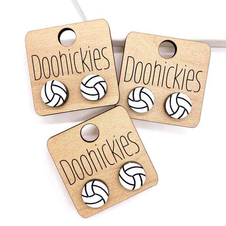 12mm Acrylic Volleyball Studs - Sports Earrings for wholesale by Doohickies