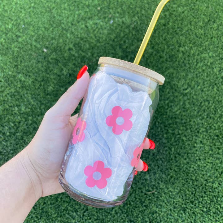 Flower Beer Glass Can 16 Oz for wholesale by Valudesign