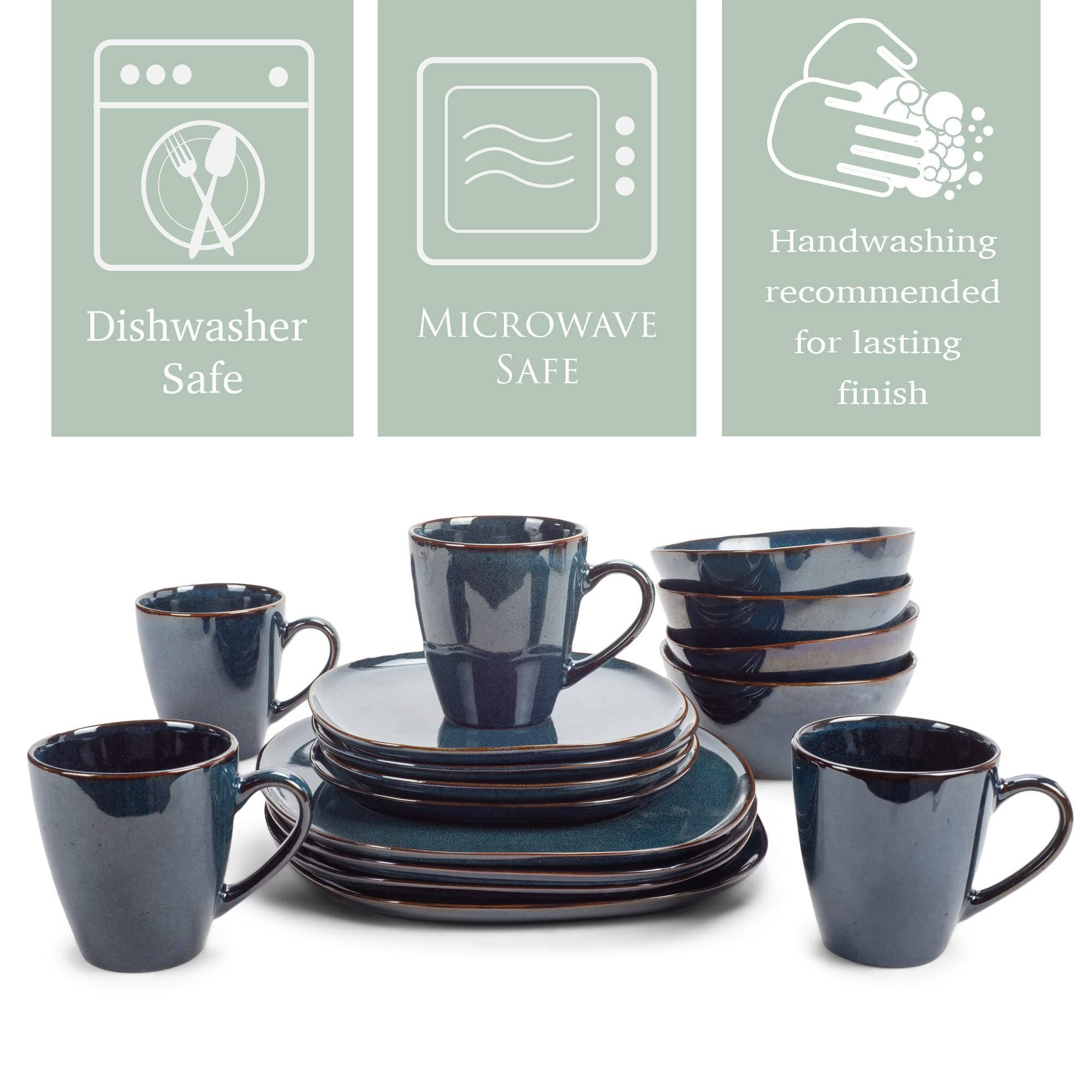 EAST AVENUE - Wholesale Serviesset - 16-delige diner set met gladde blauwe afwerking2