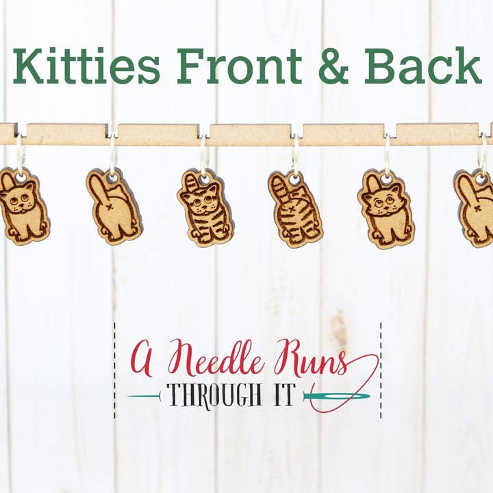 Chats Avant & Arrière - Marqueurs de Mailles (ensemble de 6) pour la vente par A Needle Runs Through It