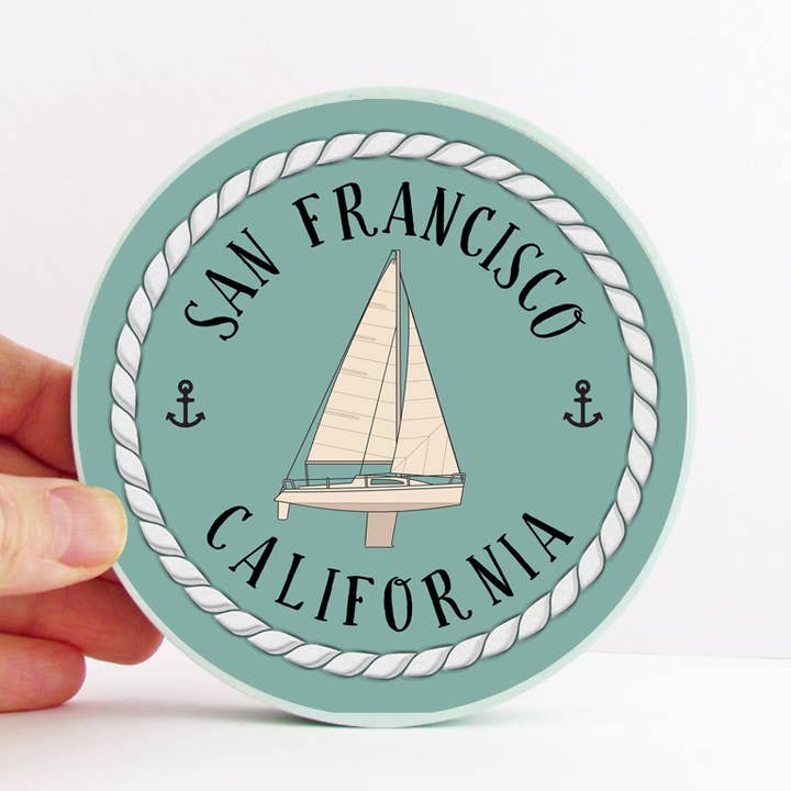 San Francisco, California, barca a vela da appendere alla parete per la vendita all'ingrosso da parte di Silva Ware By Walter Silva