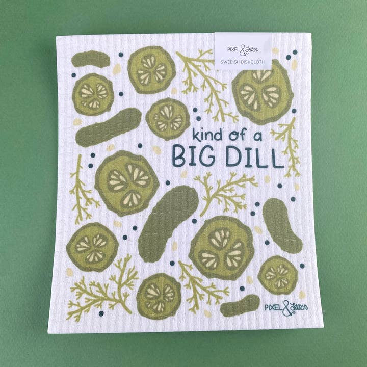 Kind of a Big Dill Swedish Dishcloth for wholesale by Midwestmod | Pixel + Stitch