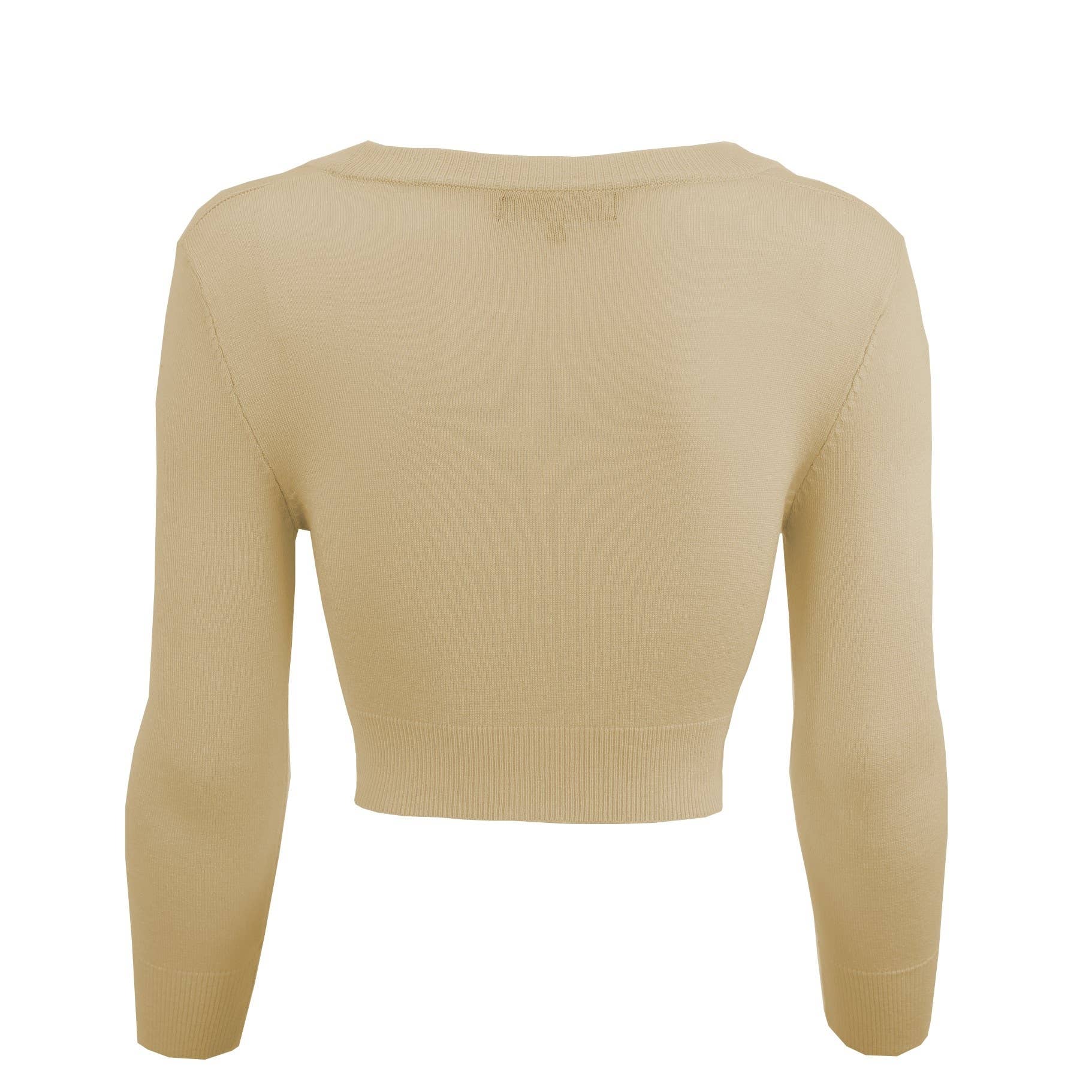 Mak - Wholesale Cardigan - Women's - Cropped Bolero 3/4 Sleeve V-Neck PLUS size Cardigan CO129PL100