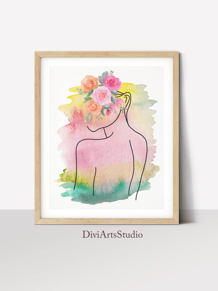 Abstrakte Pastell-Kunst, feministische Wandkunst, Strichdruck, Pink für den Großhandel von DiviArts Studio