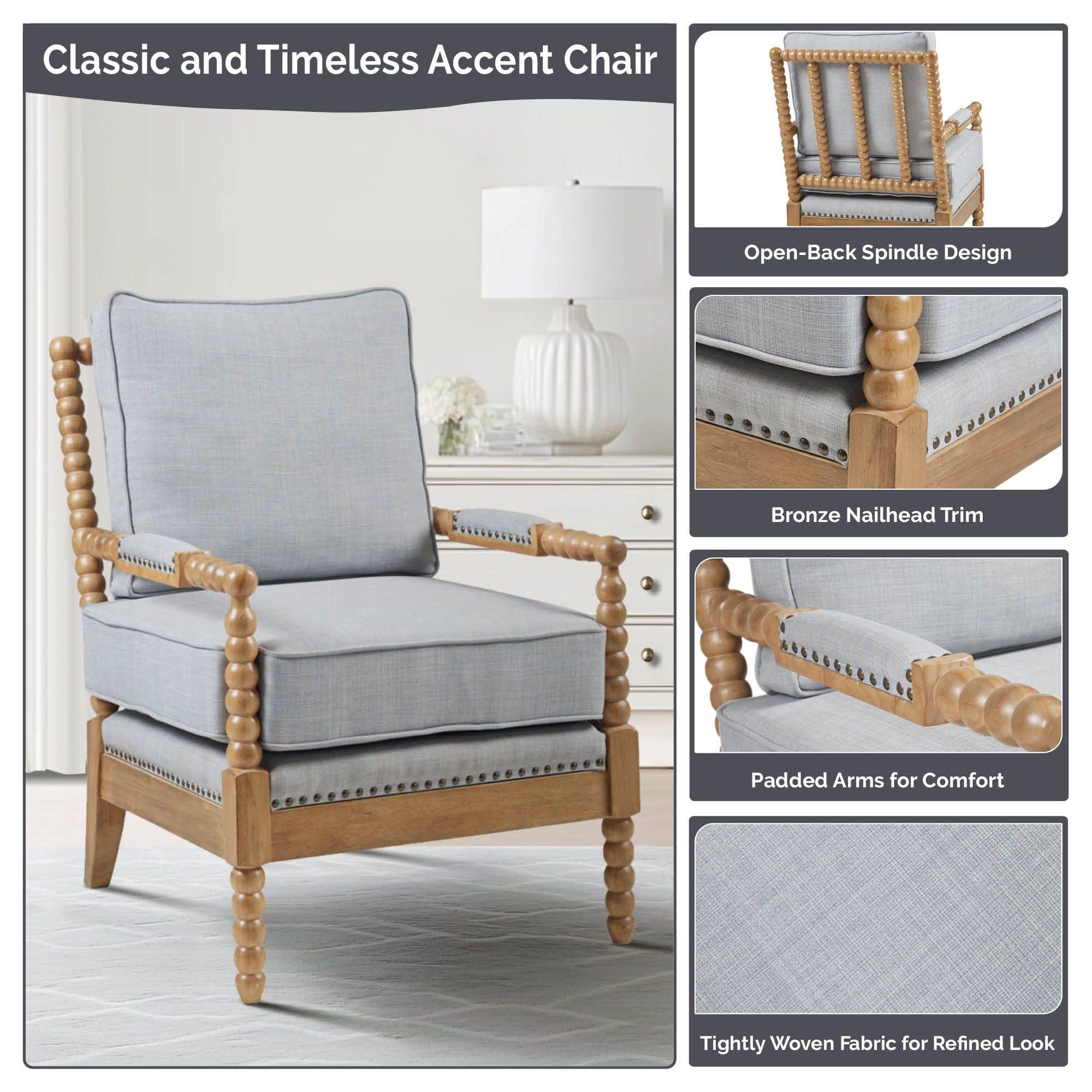 Olliix - Vente Chaises - Fauteuil rembourré Fauteuil d'appoint classique de style fermier *7