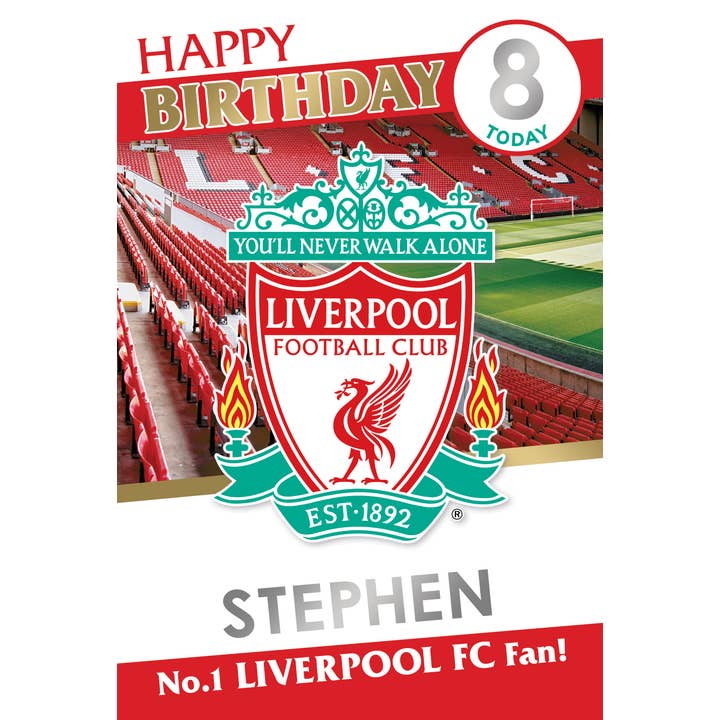 Liverpool FC Personalised Birthday Card With Sticker Sheet for wholesale by Danilo Promotions Ltd