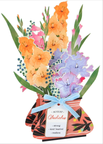 Up With Paper - Wholesale Everyday Greeting Card - Gladiolus Floral Pop-Up Card with Ribbon Embellishment2