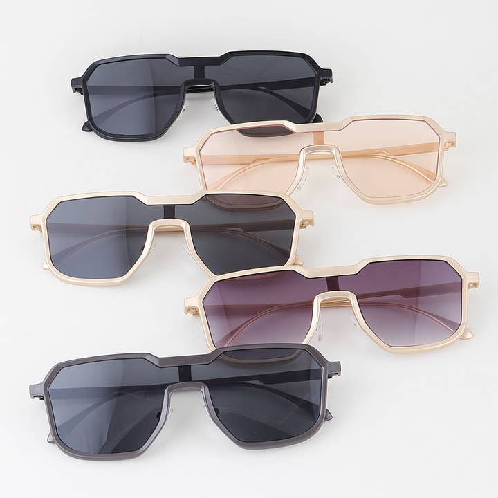 Moderne metalen zonnebril met geometrische boxgradiënt voor wholesale door 3AM BY H&D ACCESSORIES