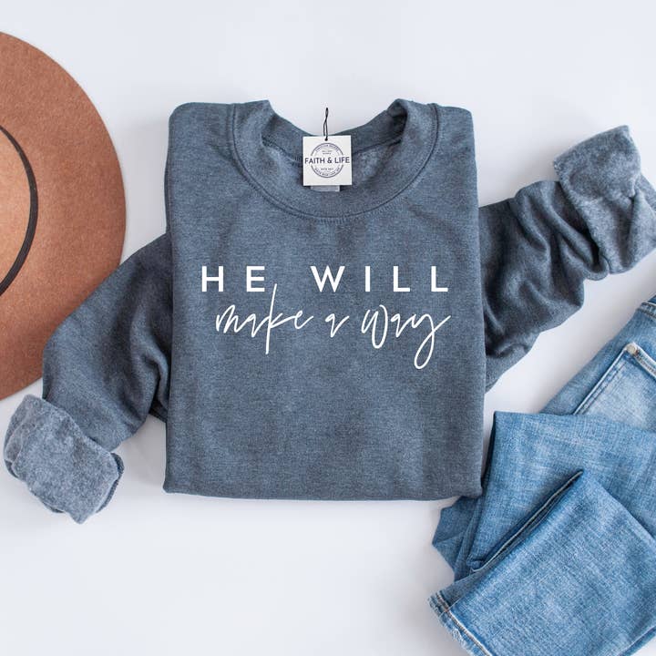 Faith & Life Christian Brands – wholesale Graphic sweatshirt – Women’s – Isaiah He Will Make A Way New Year Bible Verse Crewneck9