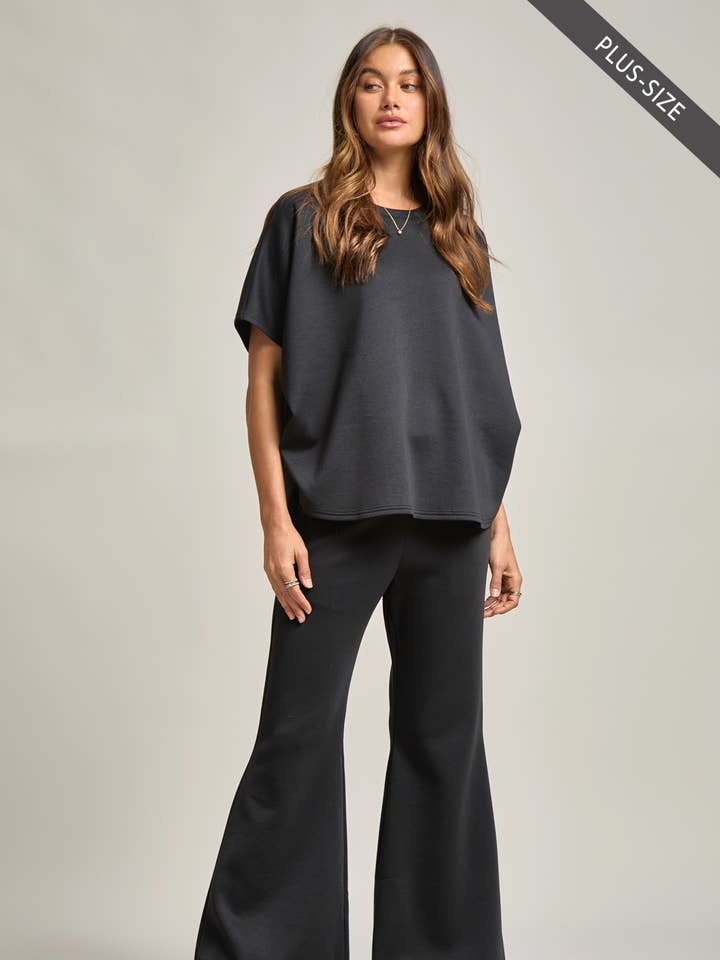 Dear Scarlett - Wholesale Top & Pant Set (NOT Loungewear) - Women's - PLUS SIZE Poncho Top + Bell Bottom Modal Set 0