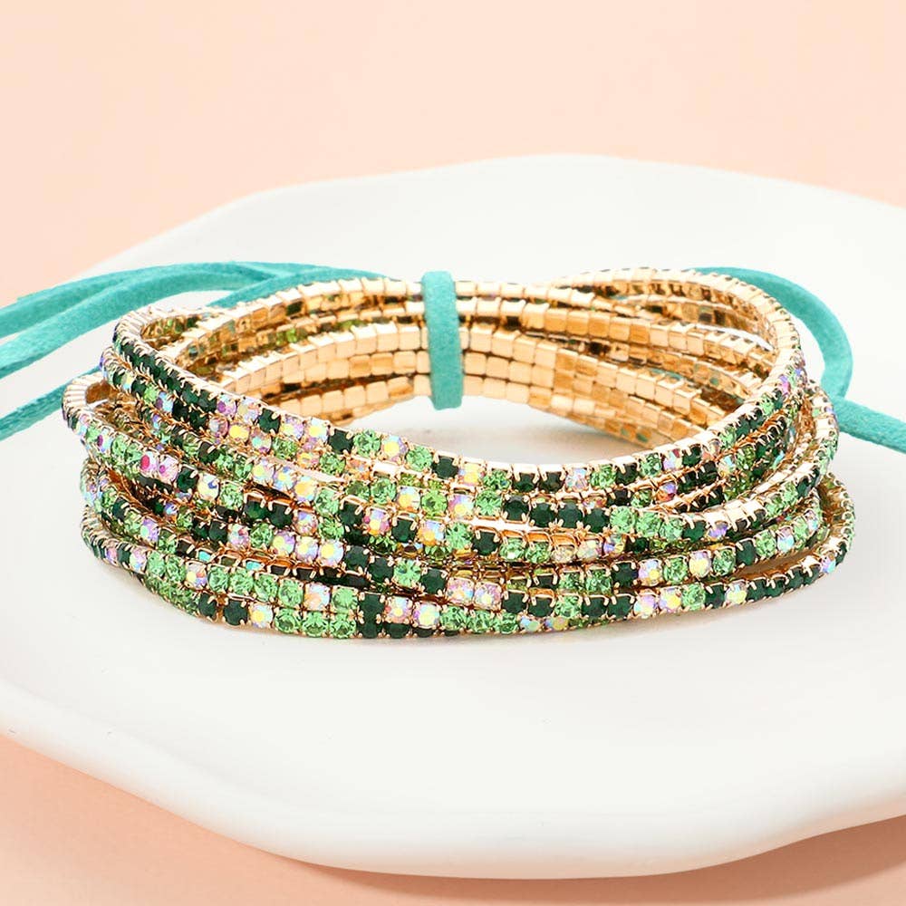 Sensibling Corp. - Wholesale Jewelry Set - 12PCS - Ribbon Pearl Rhinestone Layered Stretch Bracelets23